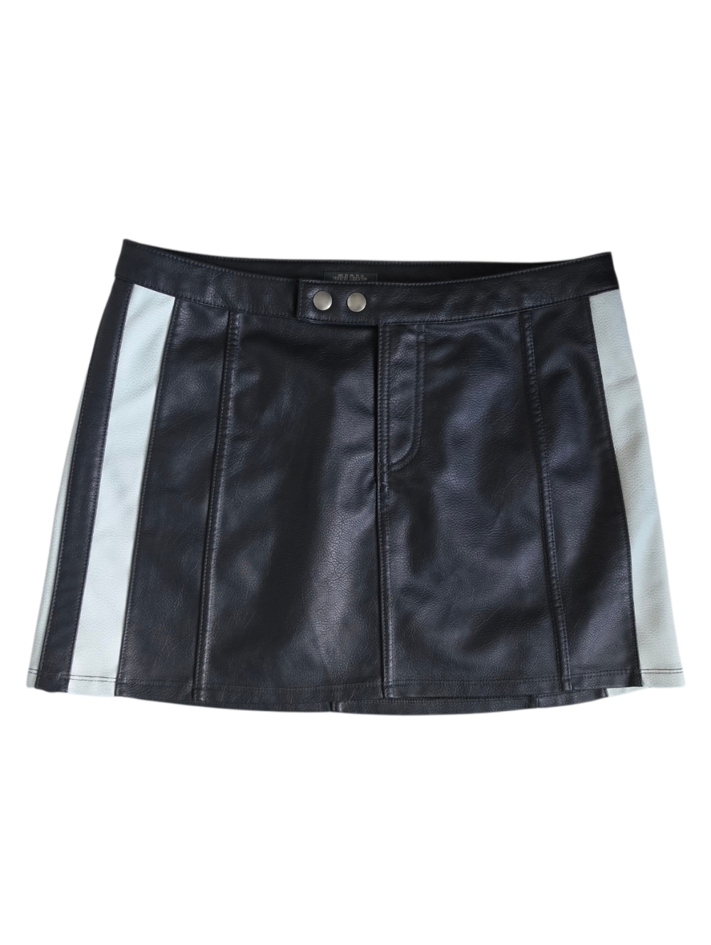 Wild Fabke Black Faux Leather Mini Skirt with Side Stripe - NWT